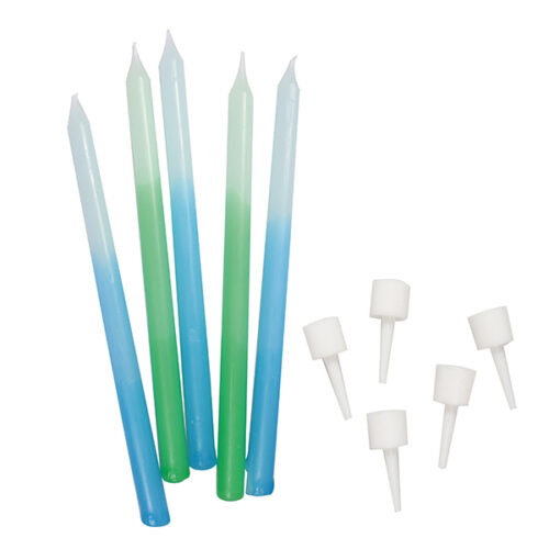 Blue/Green Ombre Candles - Pack of 12 - 100mm - single