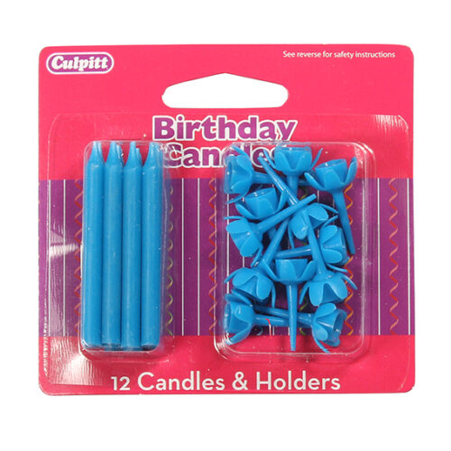 Blue Candles and Holders - single