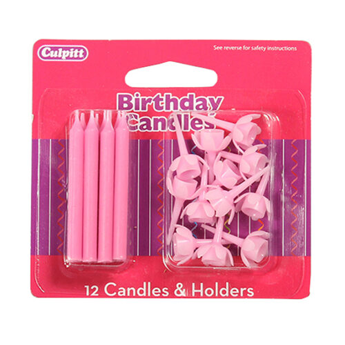 Pink Candles and Holders - single