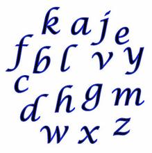 FMM Lower Case Script Alphabet Tappit Set