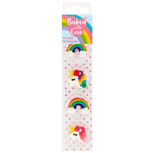 unicorn and rainbow sugar decorations package