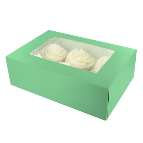 Cupcake Box, holds 6 or 12 - Jade Green - Single