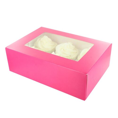 Cupcake Box, holds 6 or 12 - Pink - Single