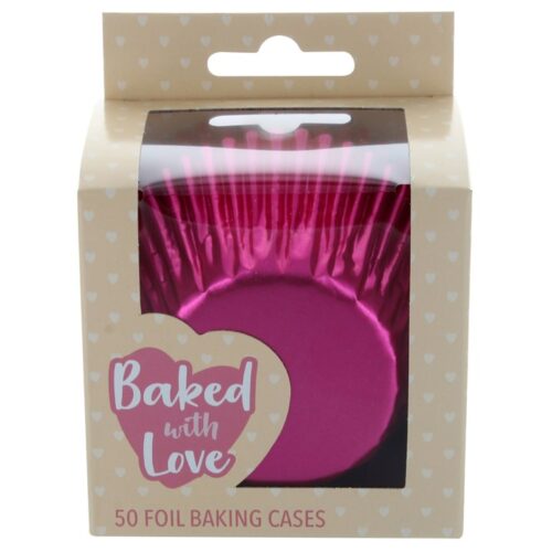 Baked with Love Foil Baking Cases - Pink (pack of 50) Box