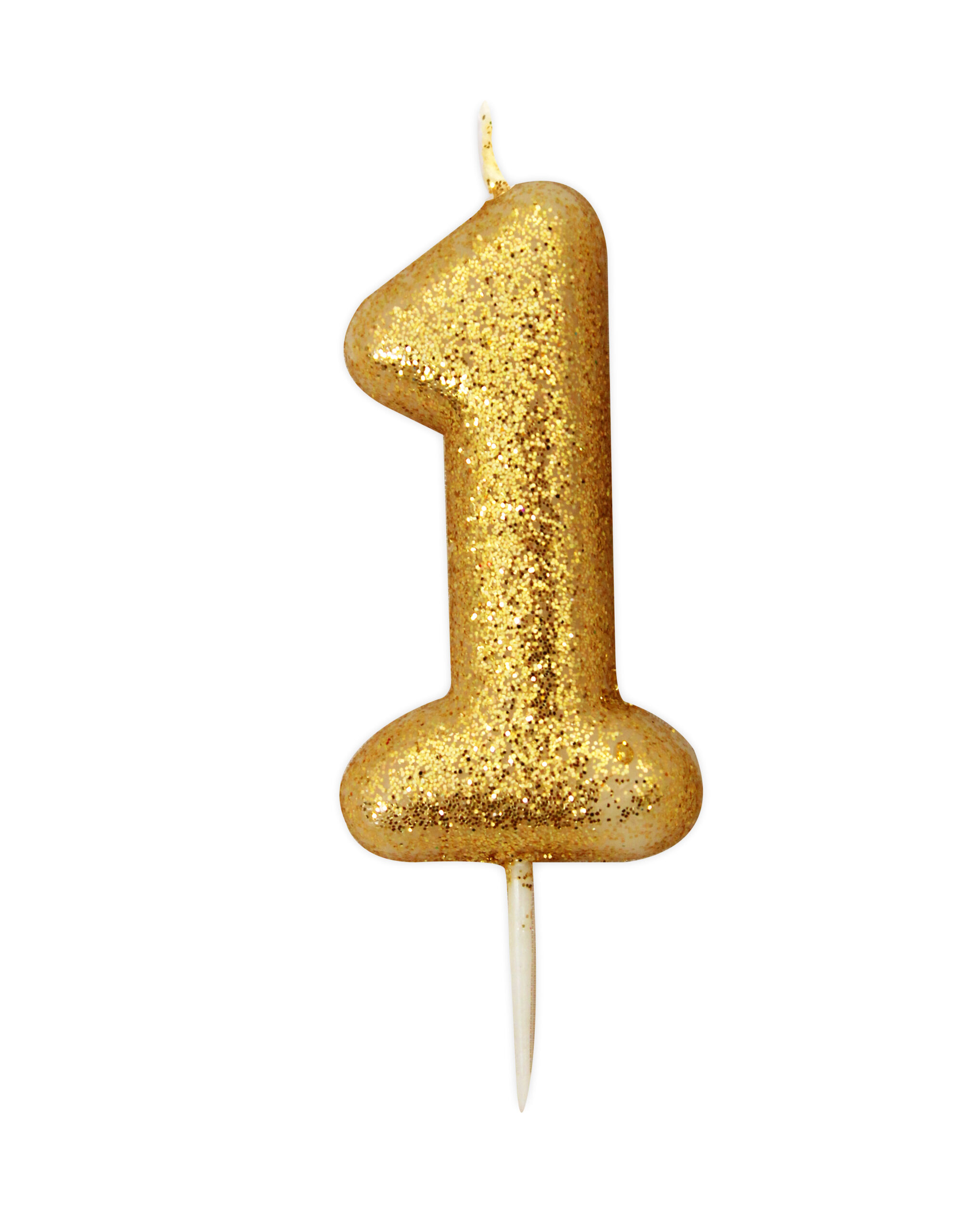 Gold number 1 glitter candle