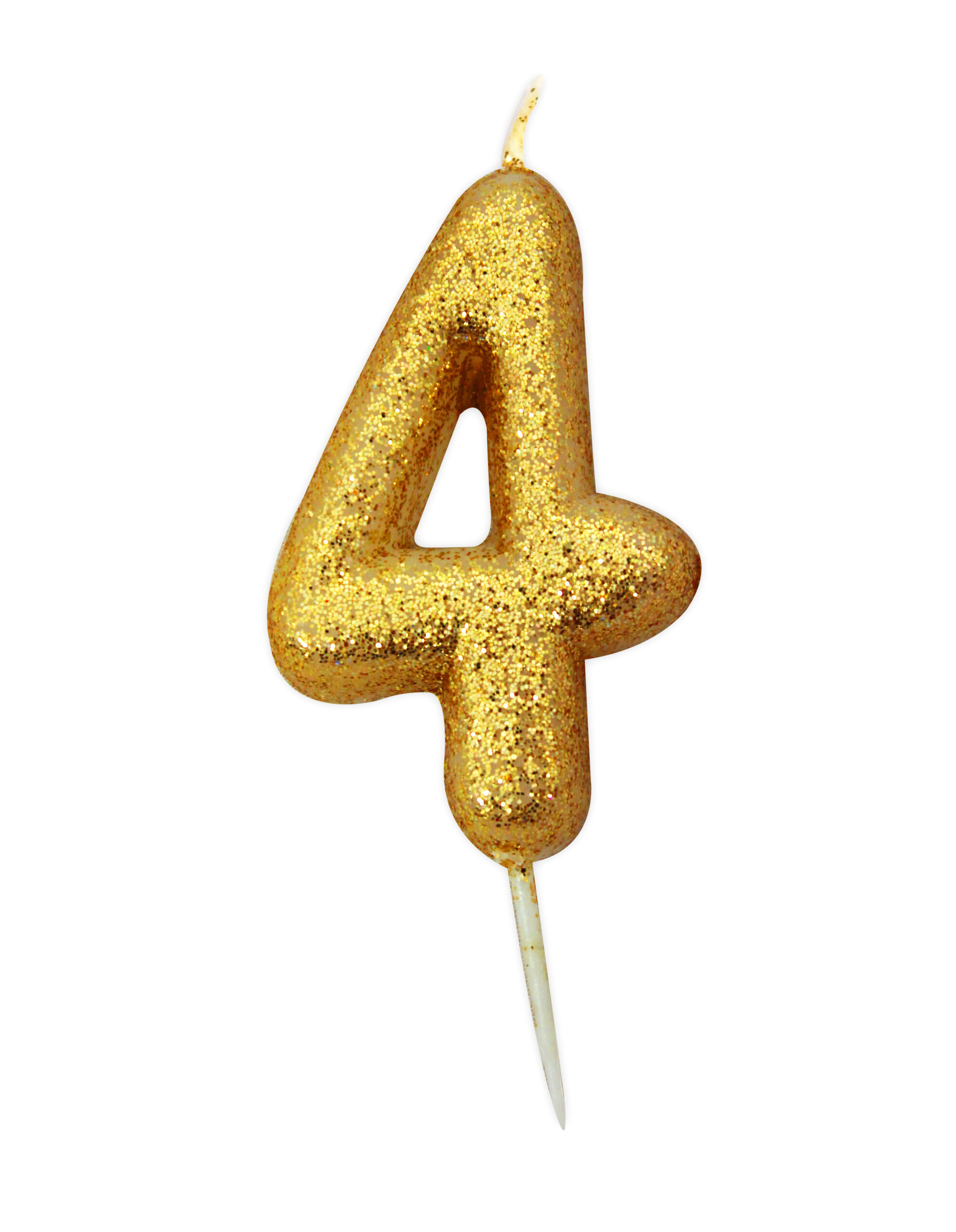 Gold number 4 glitter candle