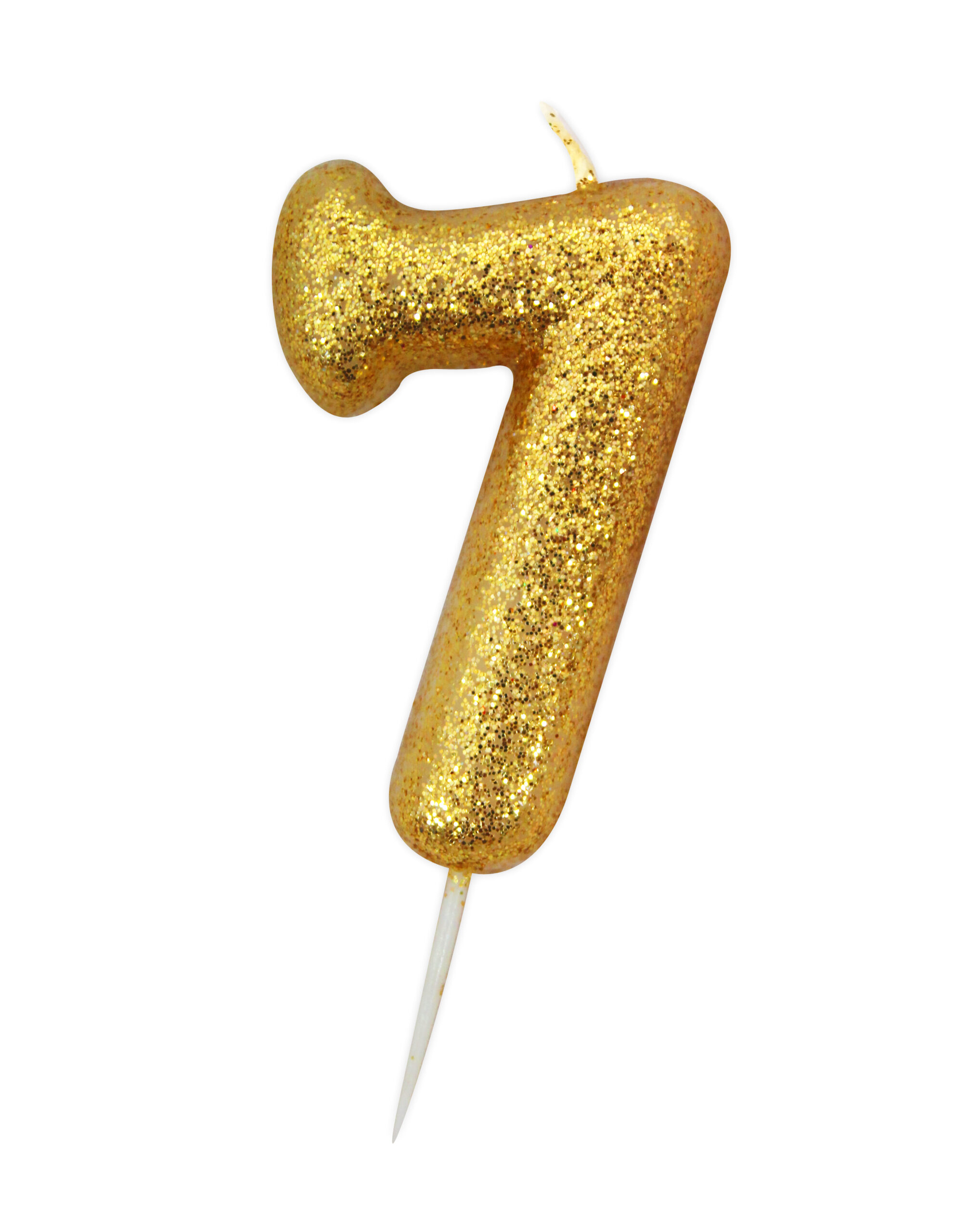 Gold number 7 glitter candle