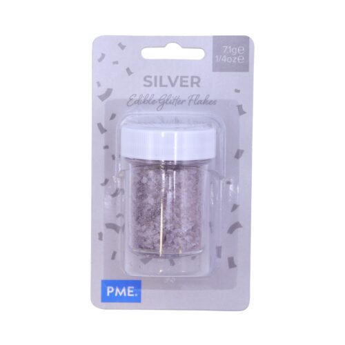 Edible glitter flakes silver