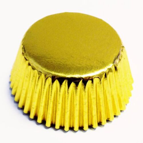 Foil Cupcake Cases Gold mini pack of 45 close up base