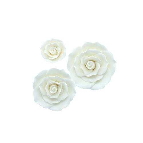 Gum Paste White Rose Assortment - pack of 3