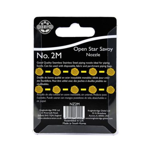 Medium Open Star Savoy Nozzle 2M back of package