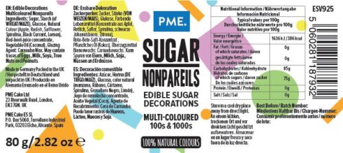 multicoloured nonpareils PME label