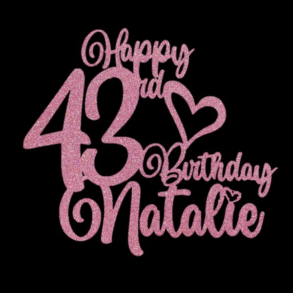Happy Birthday Personalised Cake Topper Dusky Pink Style 1