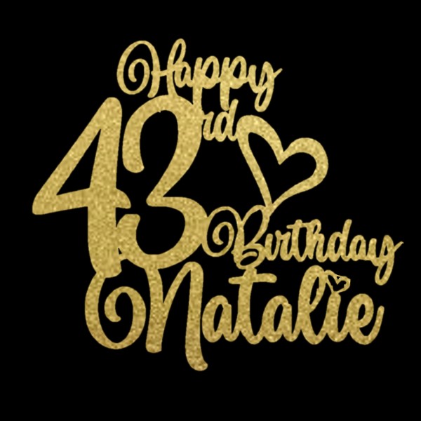 Happy Birthday Personalised Cake Topper Gold Style 1