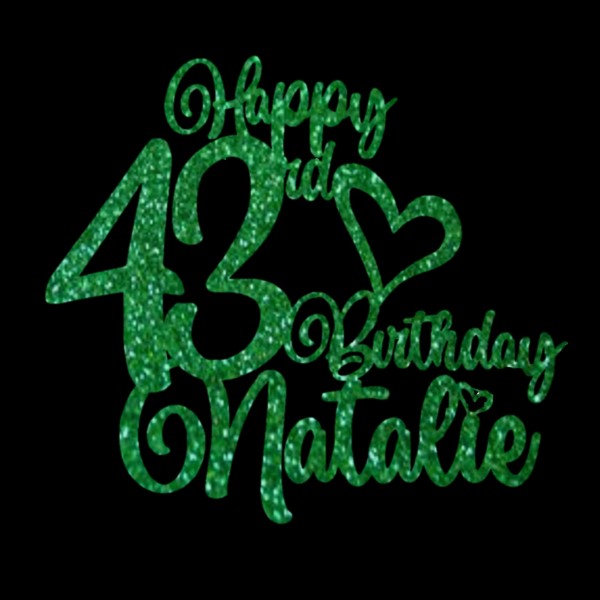 Happy Birthday Personalised Cake Topper Green Style 1