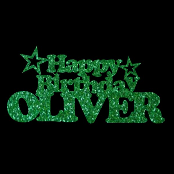 Happy Birthday Personalised Cake Topper Green Style 2