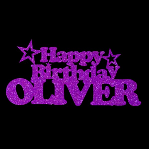 Happy Birthday Personalised Cake Topper Purple Style 2