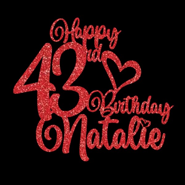 Happy Birthday Personalised Cake Topper Red Style 1