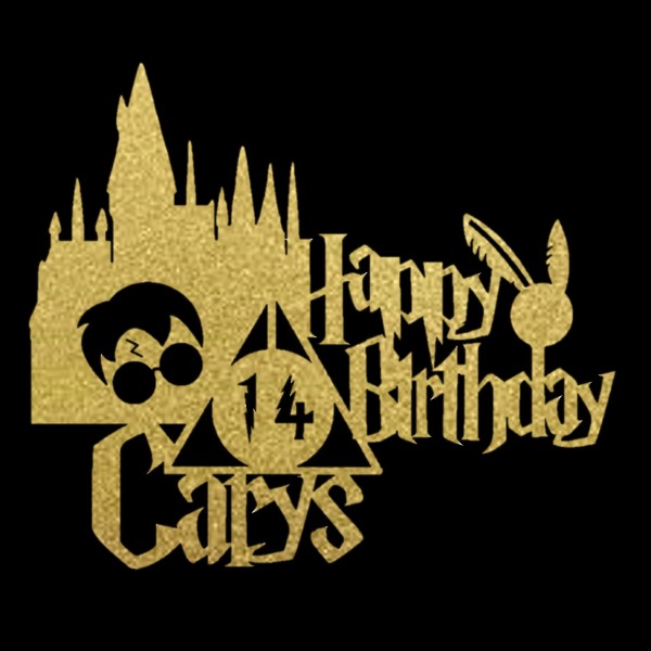 Harry Potter Style Personalised Cake Toppers Gold