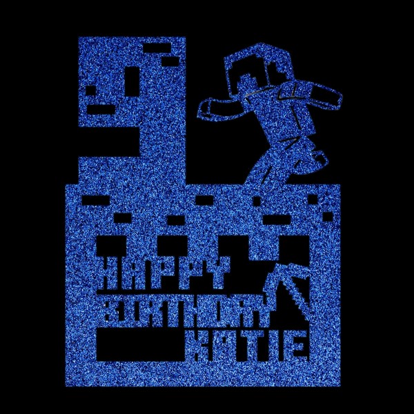 Minecraft Style Personalised Cake Topper Blue