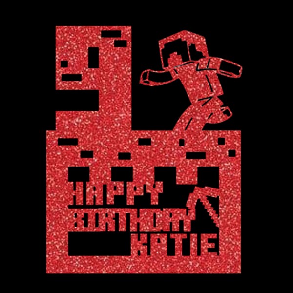 Minecraft Style Personalised Cake Topper Red