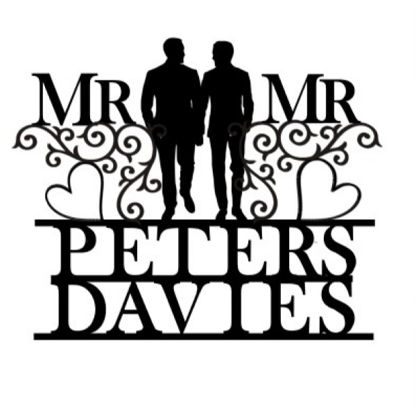 Mr and Mr Personalised Cake Topper Wedding