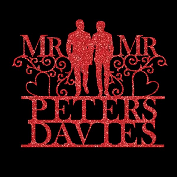 Mr and Mr Personalised Cake Topper Wedding Red