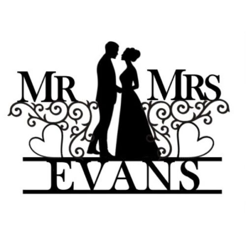 Mr and Mrs Personalised Cake Topper
