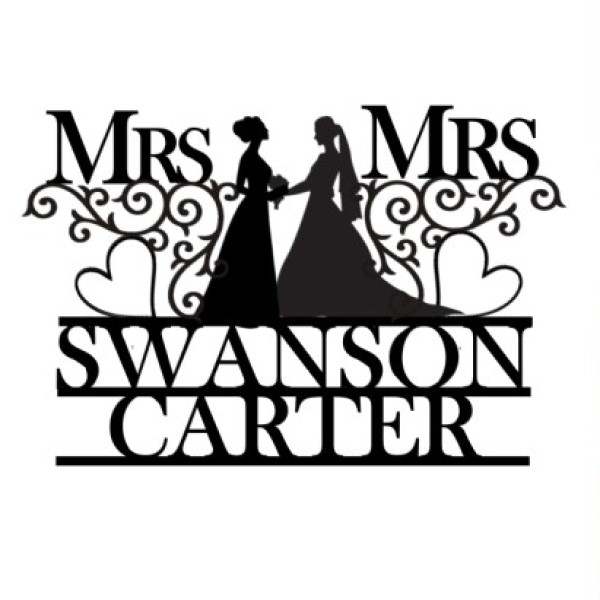 Mrs and Mrs Personalised Cake Topper Wedding