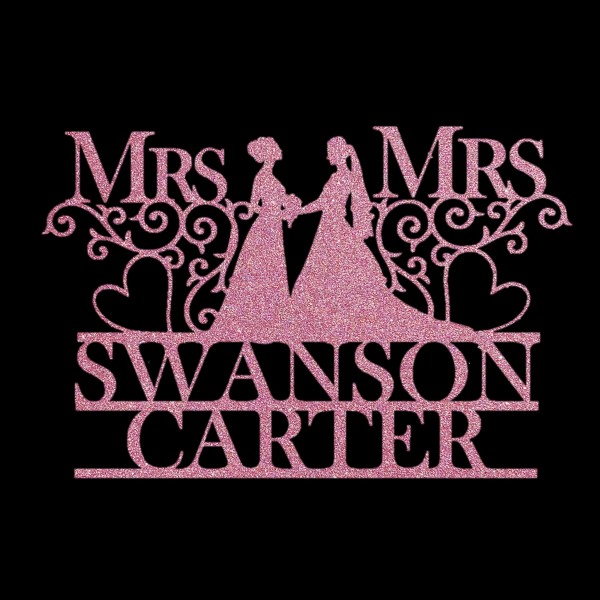Mrs and Mrs Personalised Cake Topper Wedding Dusky Pink
