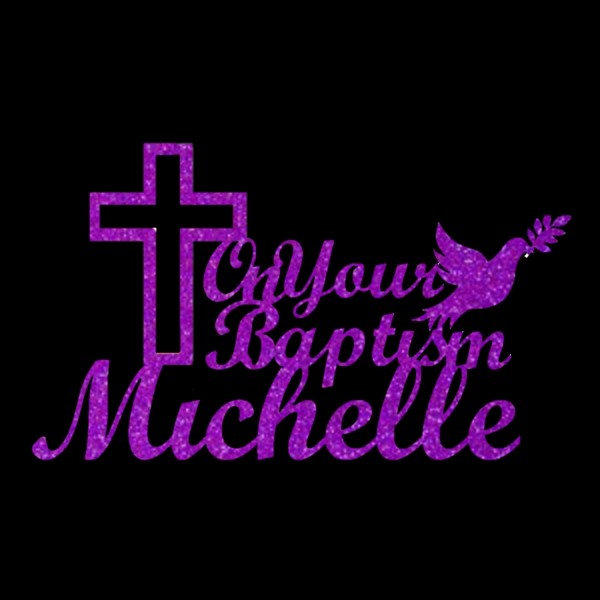 On Your Baptism Personalised Cake Topper Purple
