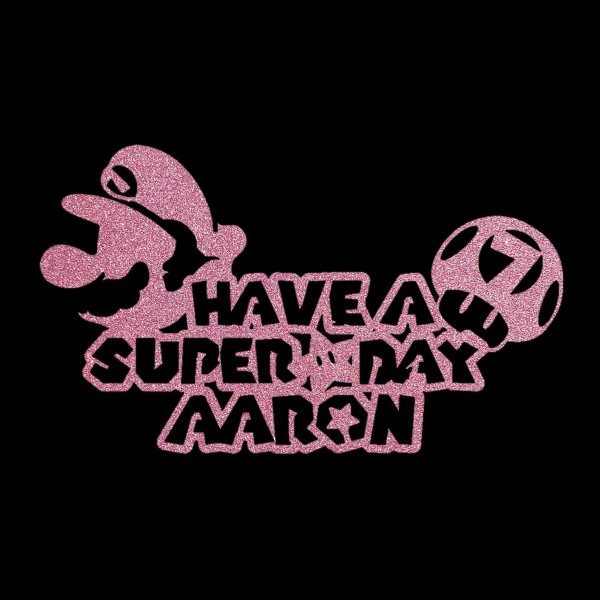 Super Mario Style Personalised Cake Topper Dusky Pink